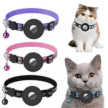 Reflective Waterproof Nylon Collar with Airtag Holder for Cats & Dogs